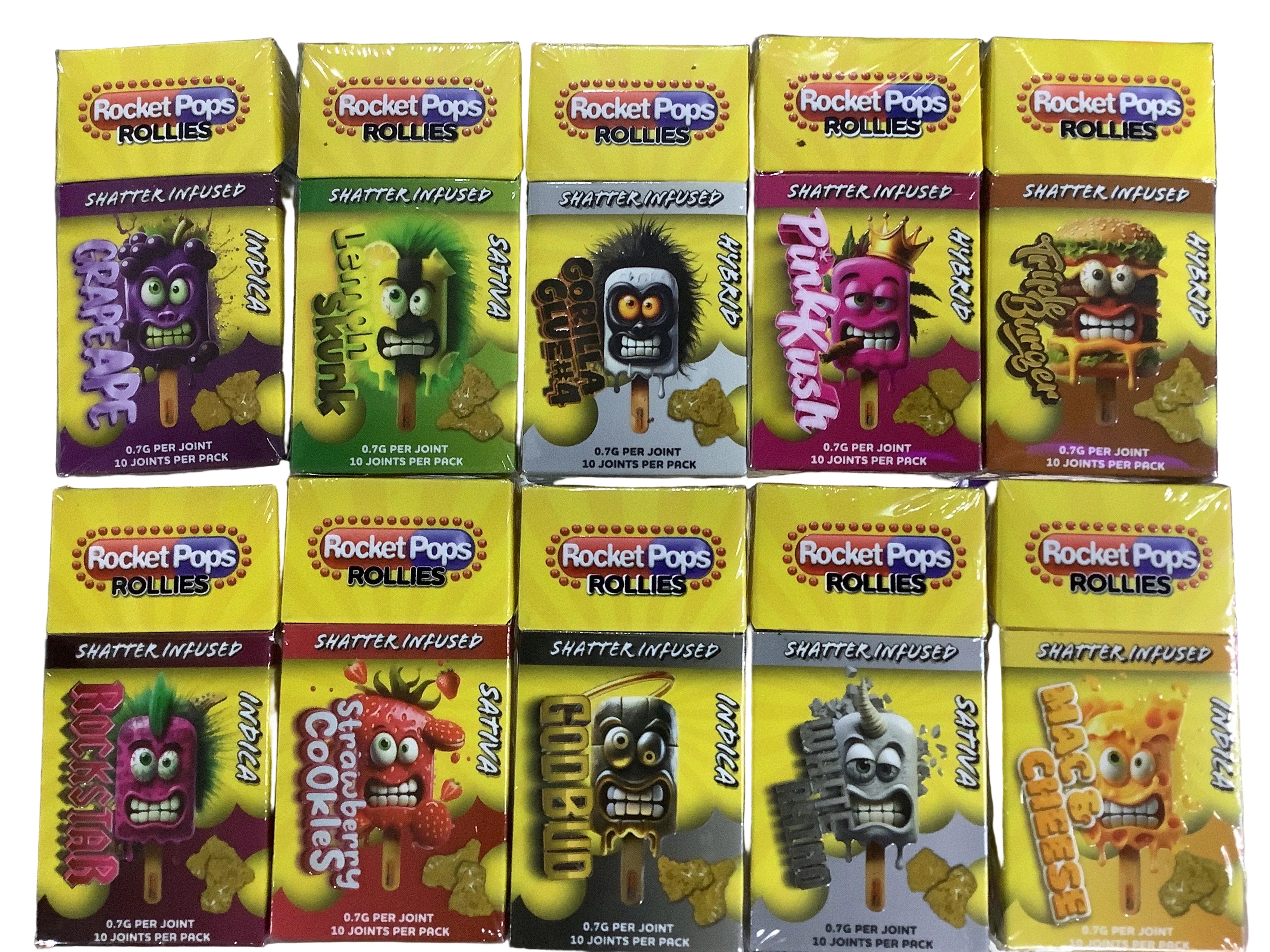 Rocket Pops Rollies Shatter/Diamond Infused Prerolls 10 pack