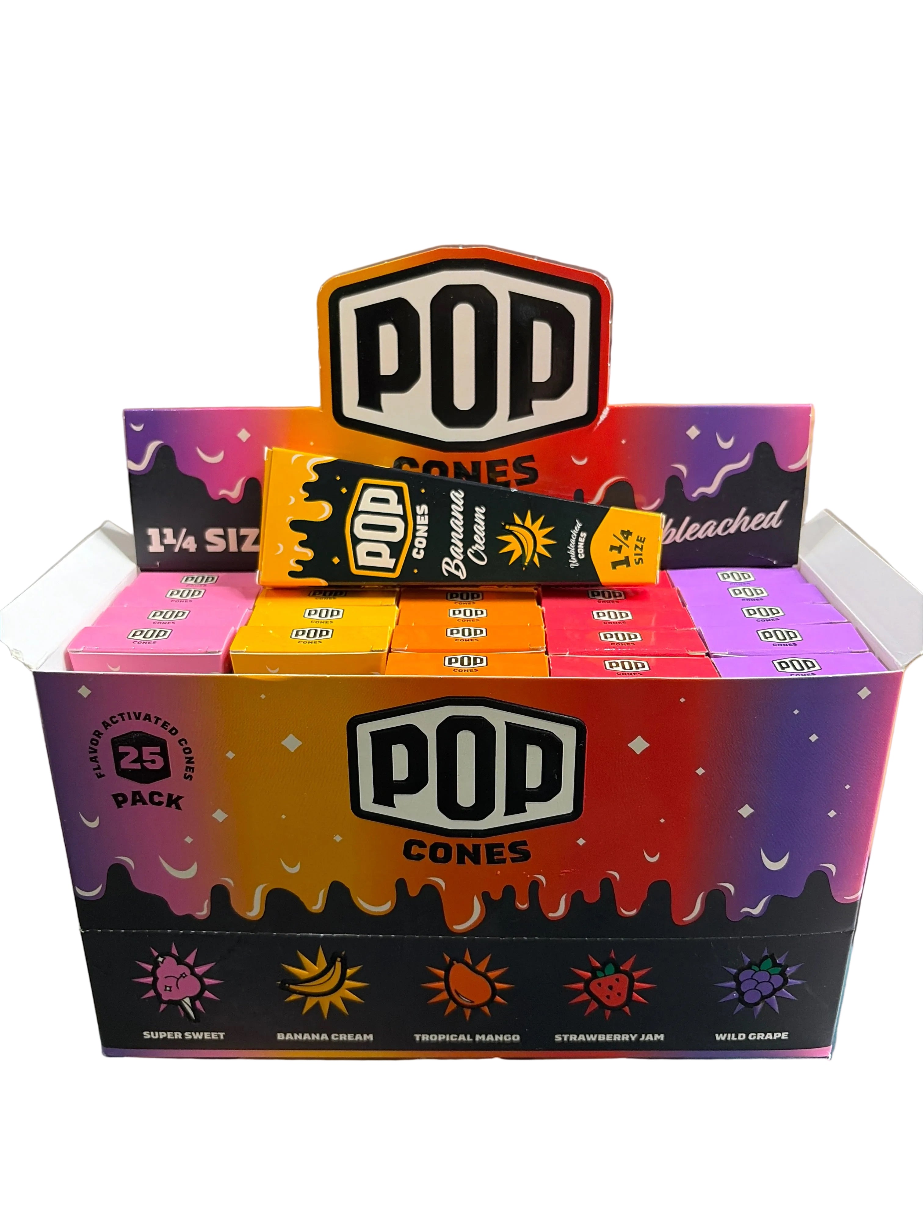 Pop Cones 1 1/4 (6 Pack) Flavor Bead Activated